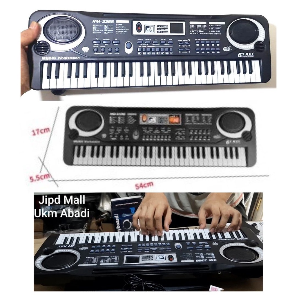 RDY Piano Digital Electronic Keyboard 61 Keys MQ6106 Hitam