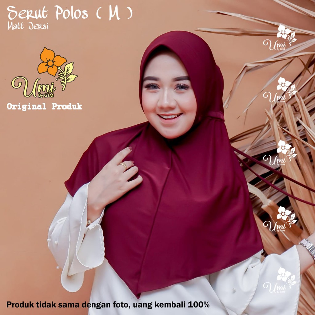 HIJAB INSTAN SERUT POLOS JERSEY SIZE M