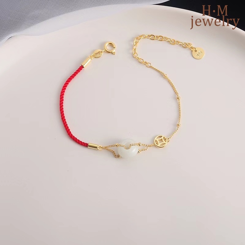 Gelang Tangan Rantai Sterling Silver 925 Aksen Batu Emerald / Mutiara Imitasi Untuk Wanita