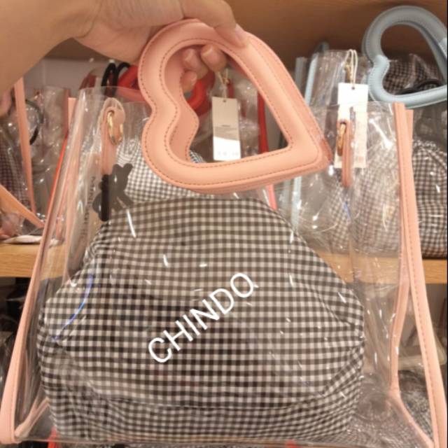 MINISO JELLY TRANSPARAN SHOULDER BAG DAPAT TALI PANJANG JAPANESE STYLE