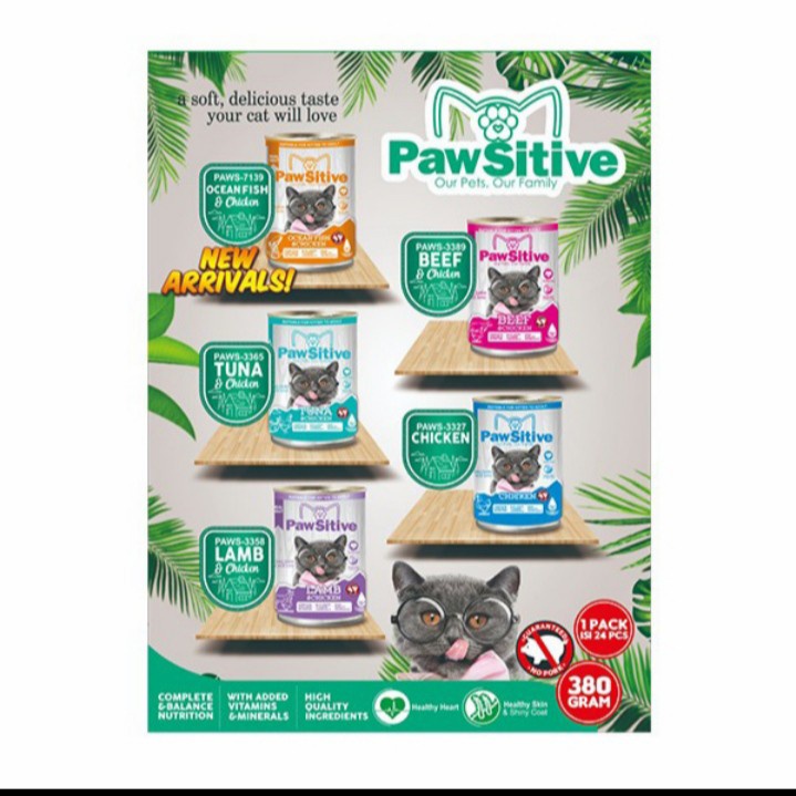 GOJEK (1 DUS ISI 24 )PAWSITIVE KALENG 380 G MAKANAN BASAH KUCING