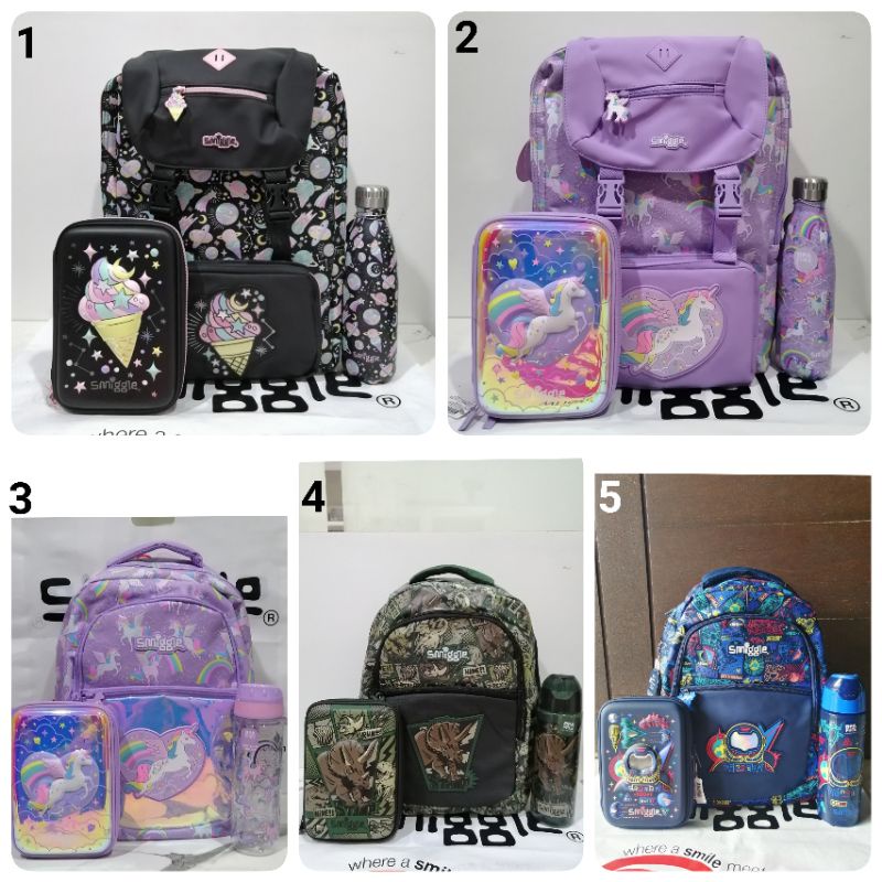 SMIGGLE beyond classic or foldover backpack ice cream unicorn dino astronot tas sekolah SD