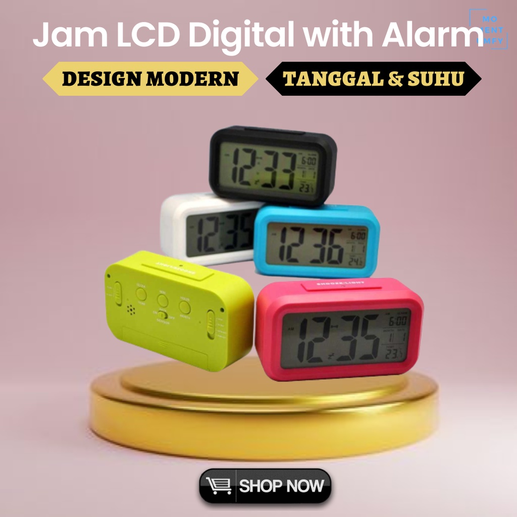 Taffware Fanju Jam Alarm Waker Weker Beker Alarm LCD LED Duduk Meja Digital Clock LED Mobil Anak Wan
