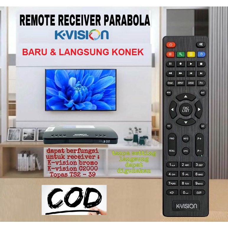 TANPA SETTING- Remot Remote STB Receiver Parabola K-Vision Bromo C2000 / Topas TV / Parabola/ Receiv