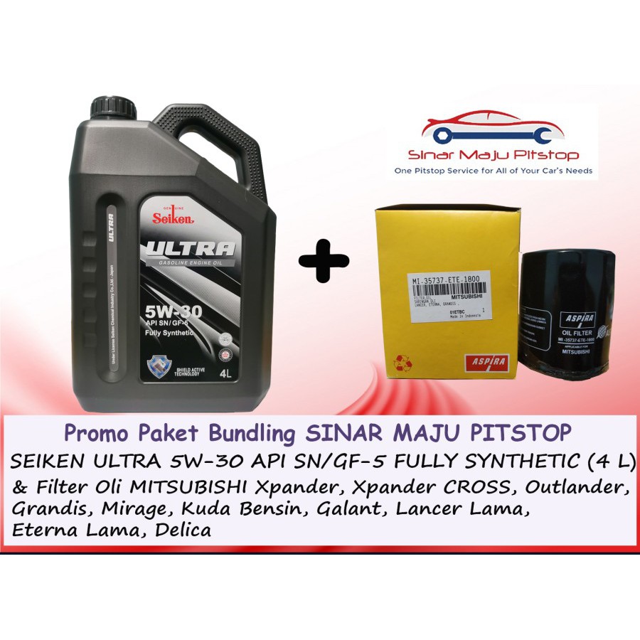 Paket Oli SEIKEN ULTRA 5W-30 SN SYNTHETIC & Filter Mobil MITSUBISHI GRANDIS & KUDA BENSIN & DELICA