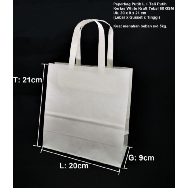 

(10 Pcs) Paper bag sos mini tali putih pipih 20 cm x 9 cm x 21 cm