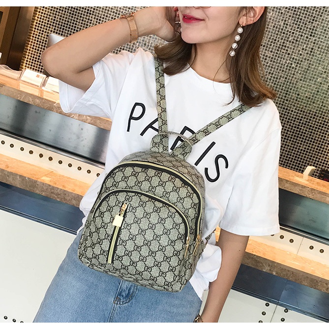 AND COD T31 Tas Ransel Mini Wanita Korea Fashion Backpack Selempang Motif Wanita Import Murah Batam