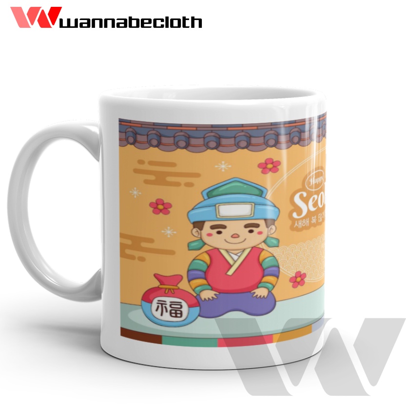 Mug Korea Gelas Korea Cetak Mug Custom Kado Gift Hadiah Souvenir Mug Seoul Mug Korea Art v3