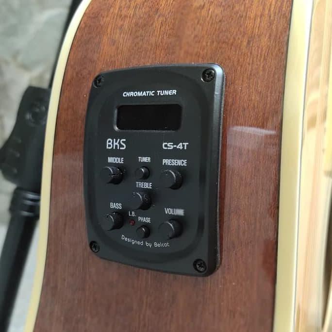 Gitar Akustik Elektrik Solid Top Pickup Eq Tuner Nohman Guitar Km200