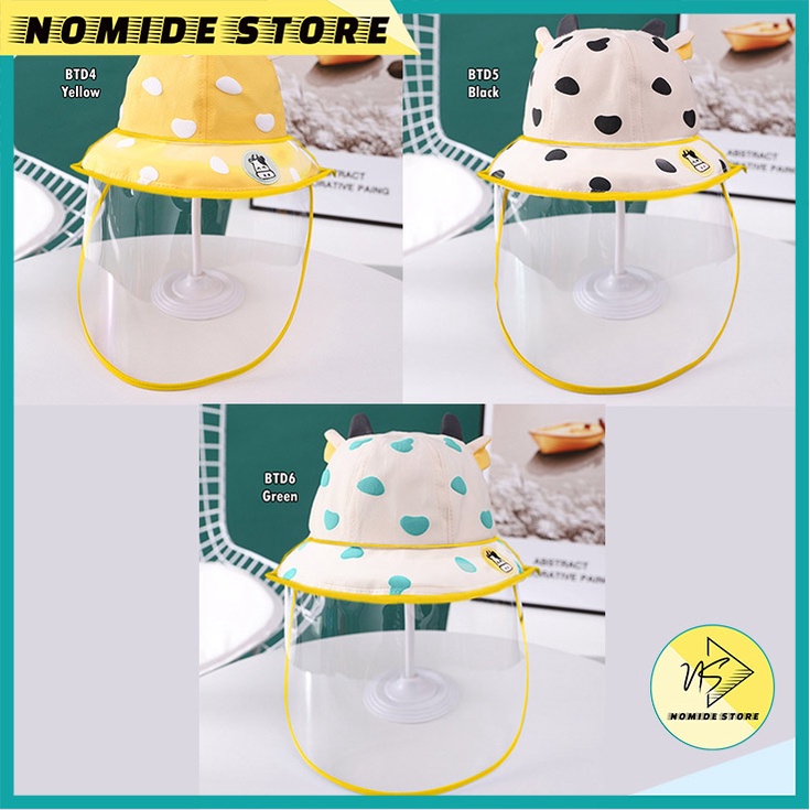 TOPI ANAK BUCKET FACESHIELD PELINDUNG WAJAH ANTI VIRUS PEREMPUAN LAKI LAKI MOTIF SAPI BTD-8