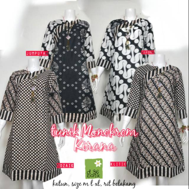 Tunik Monokrom Kirana Atasan Batik Modern Kasual Kerja Tunik Monokrom Kirana Atasan Batik Modern Kasual Kerja