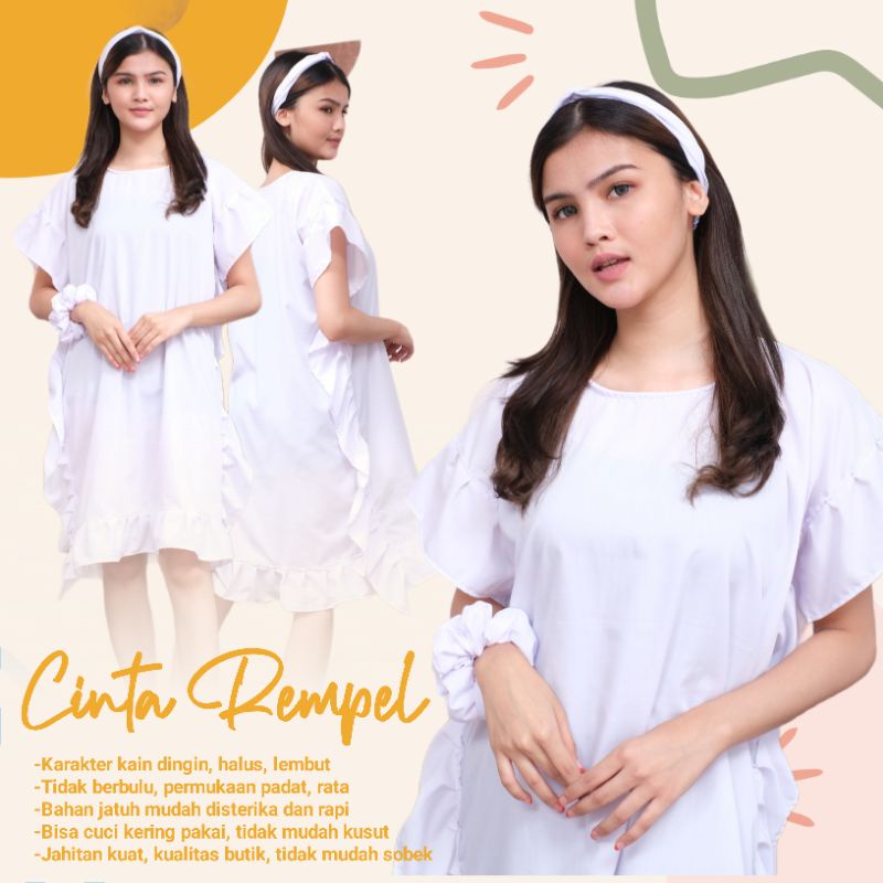 Daster Payung Kekinian Murah Daster Ruffle Viral Terbaru Daster Putih Polos Bahan Premium Adem