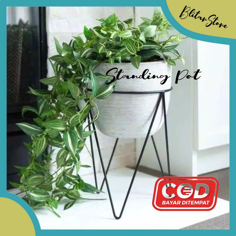 standing pot besi, penyangga pot besi minimalis