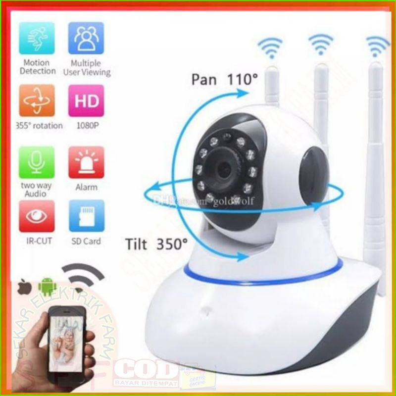 Kamera v380 3 Antena WIFI 1080P NIGHT version HD Smart CCTV