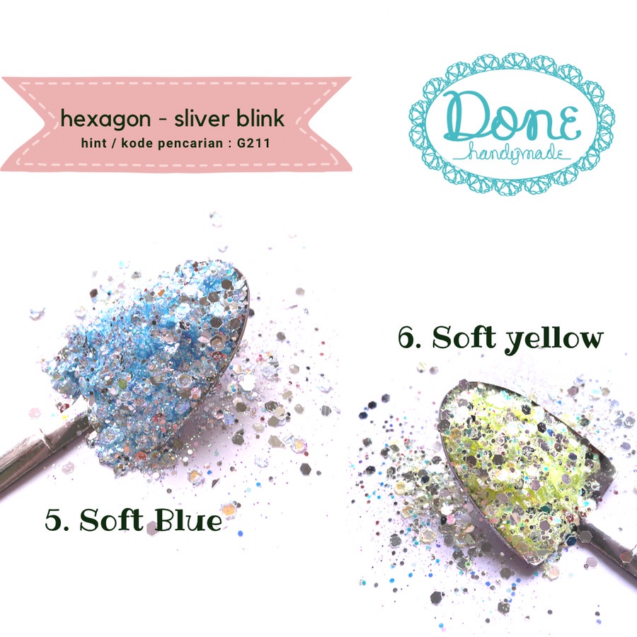 done handymade glitter silver blink gliter hexagon nail art slime g211