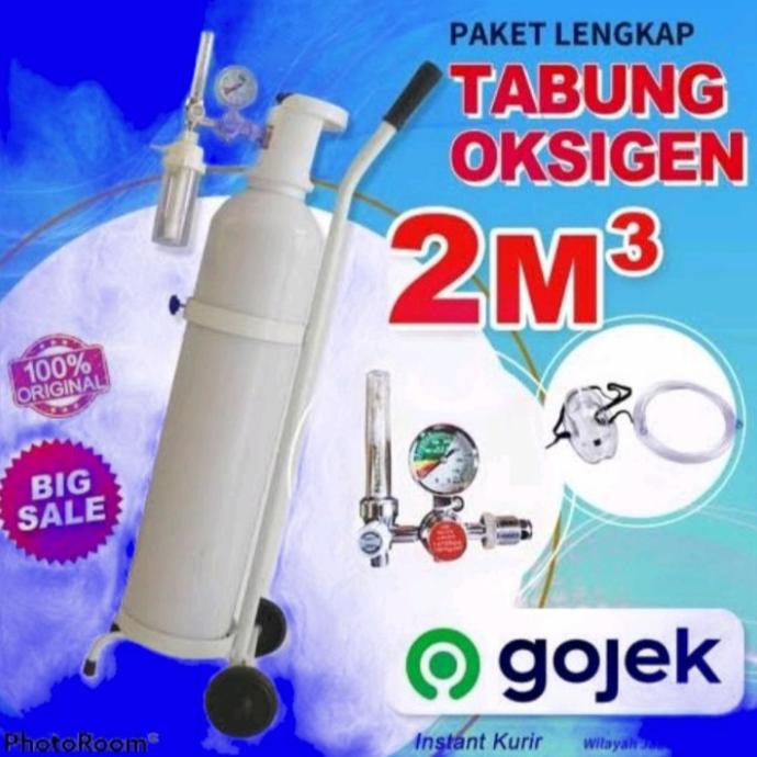 tabung oksigen 2m3 Lengkap - Tabung oksigen 2 kubik + isi siap pakai