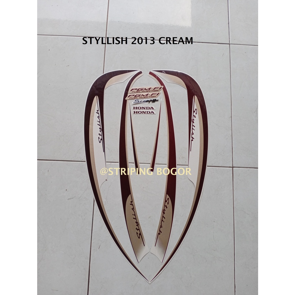Stiker Striping Lis Motor Honda Scoopy Stylish 2013 Cream