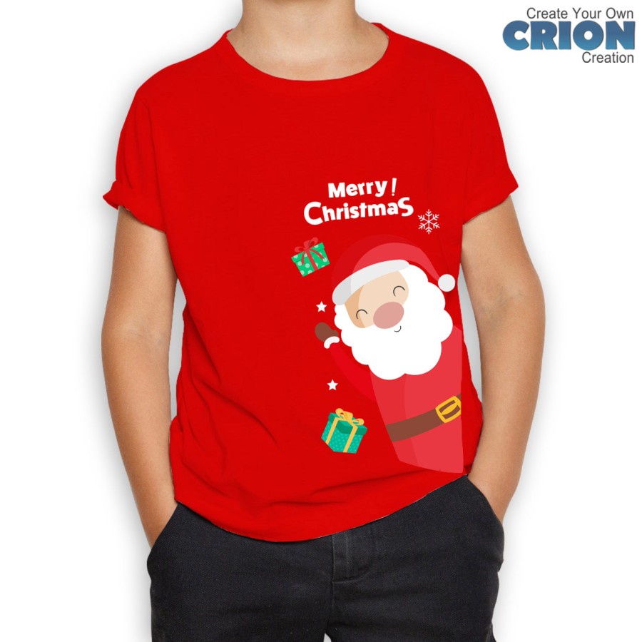 Kaos Anak Santa Peek Series Natal Merry Christmas Hello by crion