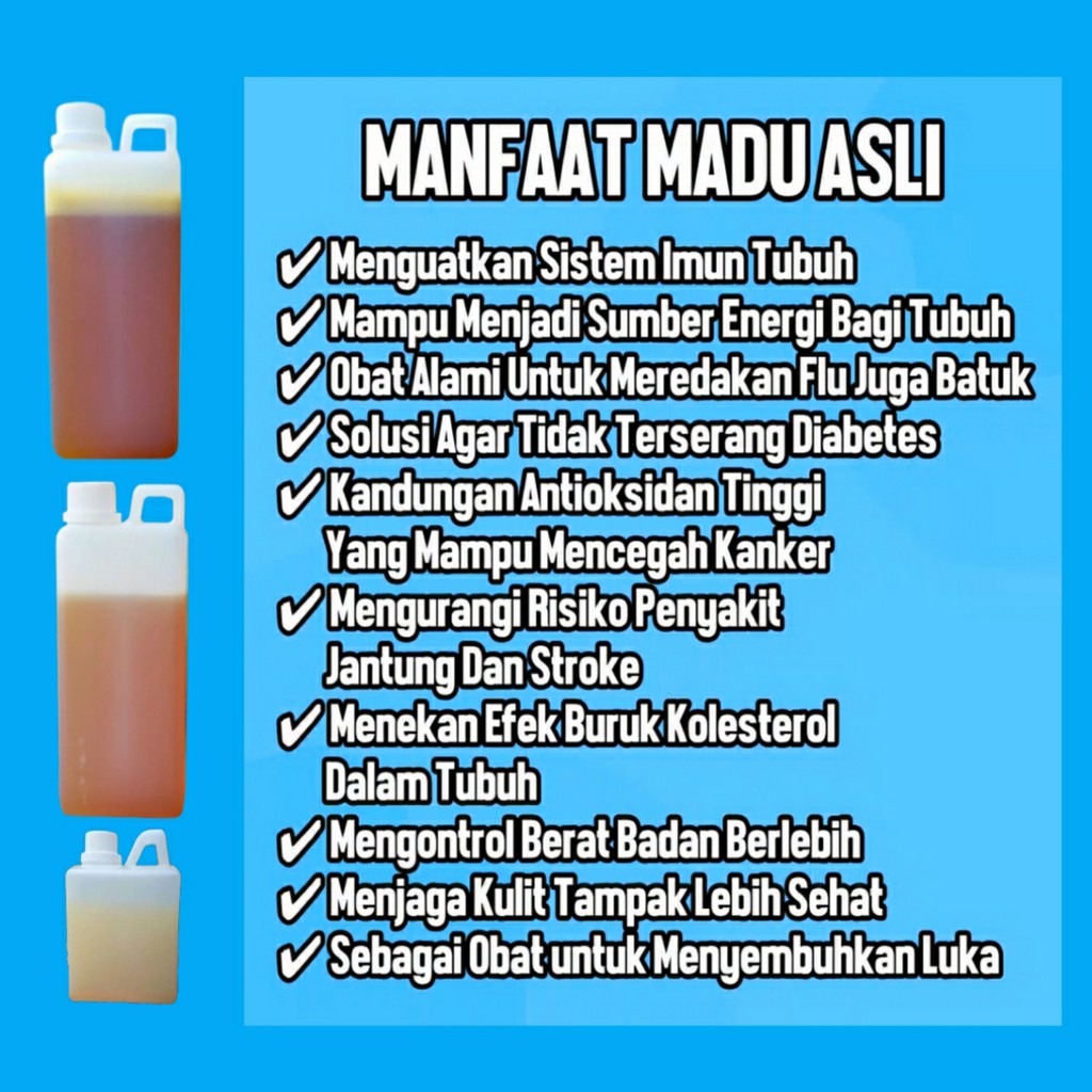 

Madu Hutan Murni Asli 1kg Nektar Bunga Rambutan 100% Asli Madu Manis Grade A Alami Madu Sehat