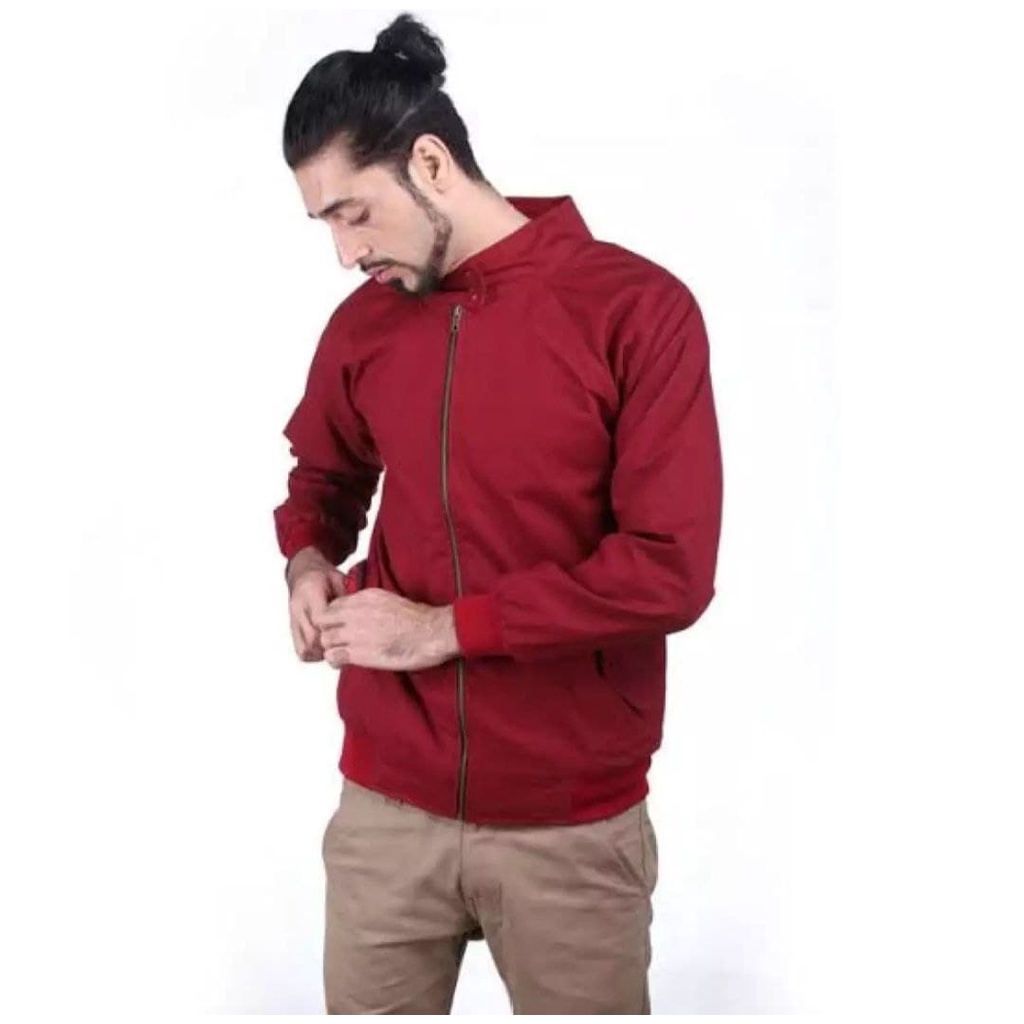 Jaket Bomber Harrington Kanvas Premium Polos Pria dan Wanita