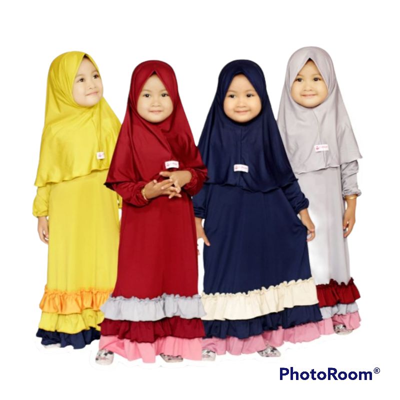 Gamis Anak 6Bln-4Thn Bahan Jersey Premium || Gamis Ruffle Anak Murah || Busana Muslim Bayi dan Anak Perempuan