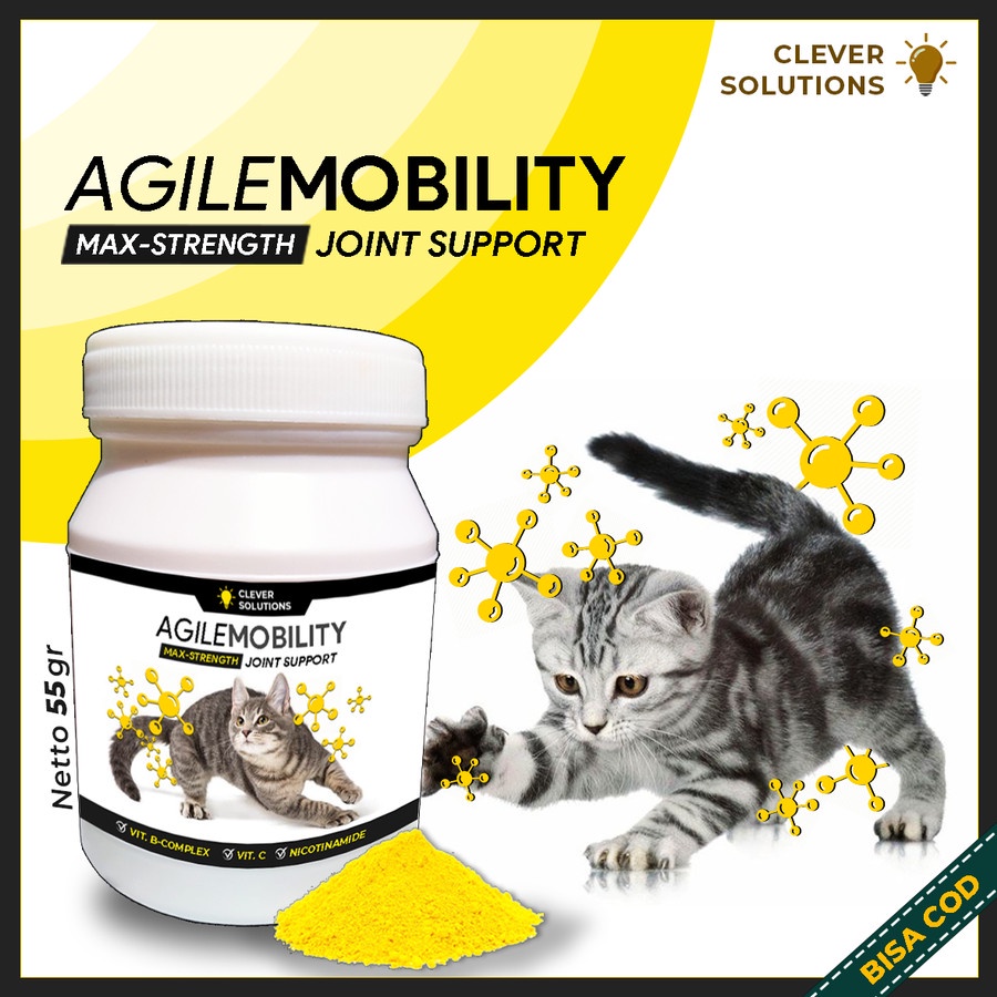 AGILE with MOBILITY B Complex plus Vitamin C Vitamin Peningkat Imun Kucing Pelebat Bulu Kucing  55 gr