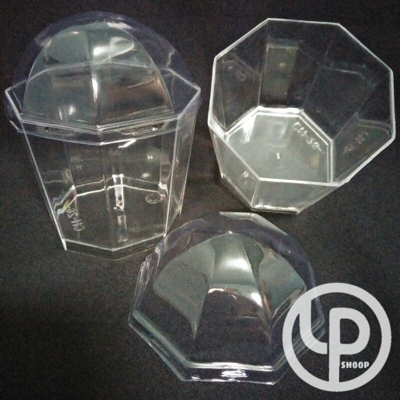 gelas puding / jelly cup dessert murah unik CH 26 okta + tutup isi 20 pcs