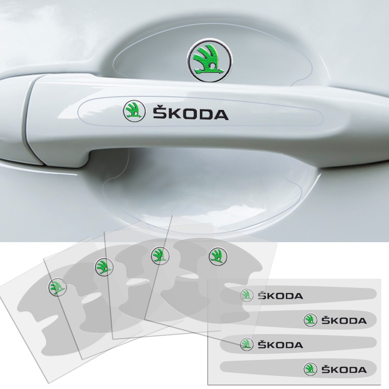 8pcs Film Pelindung Handle Mobil Transparan Untuk Skoda Octavia A5 A7 Superb Fabia 2 3 1 Rapid Yeti Citigo Kodiaq Roomster