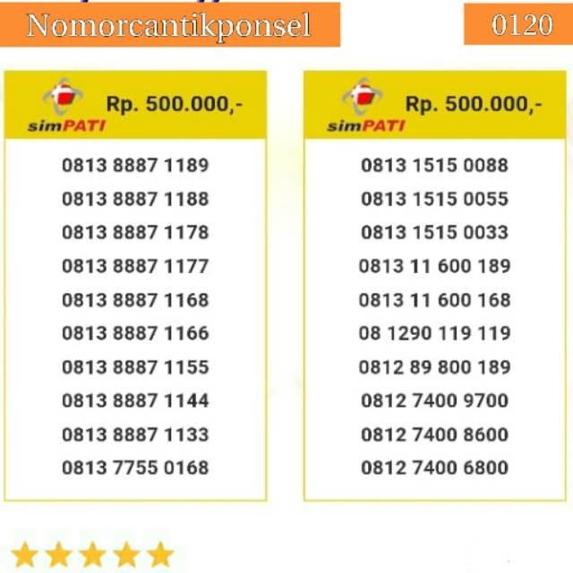 Nomor cantik simpati 0813 0812 seri triple 888 abab 1515 ratusan 600 rapi#0120