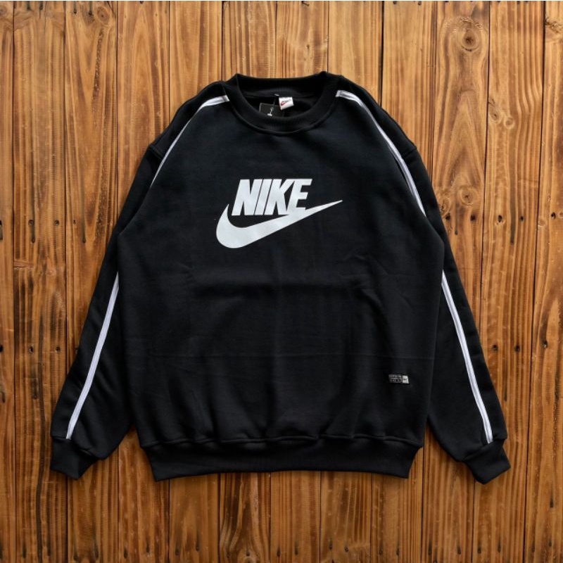 SWEATER CREWNECK NIKE SWOOSH TAPED HITAM AUTHENTIC FULLTAG &amp; LEBEL