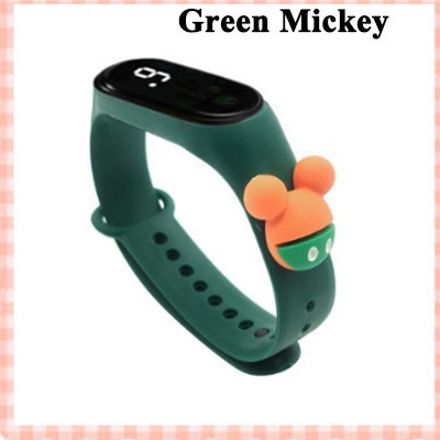 Jam Tangan LED Digital IP67 Anti Air Motif Kartun Anak Laki-laki Perempuan LED Minimalis Gelang-Green Mickey