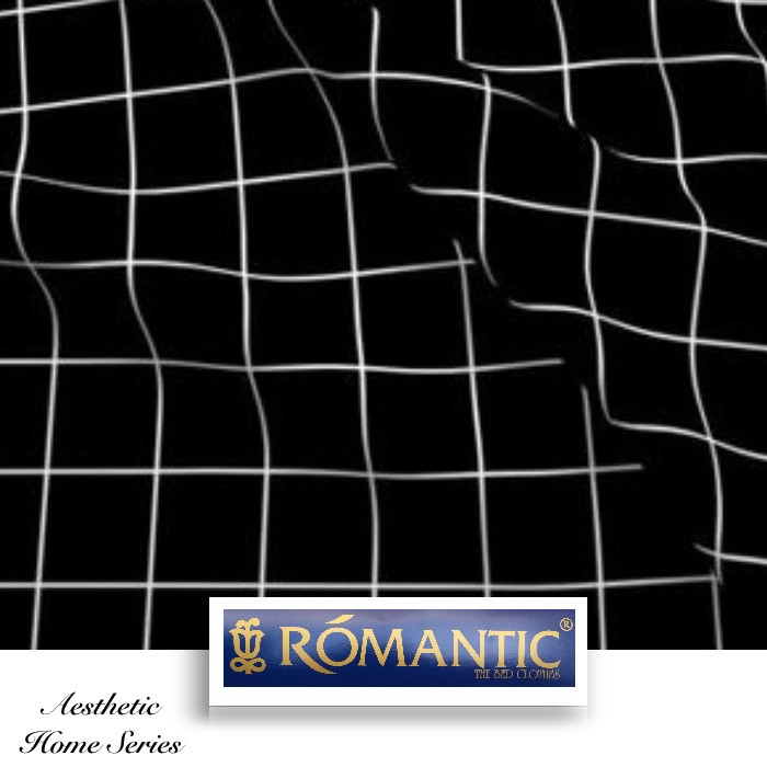 AESTHETIC KOREA series Bedcover sprei by ROMANTIC motif kotak hitam katun jepang minimalis decor