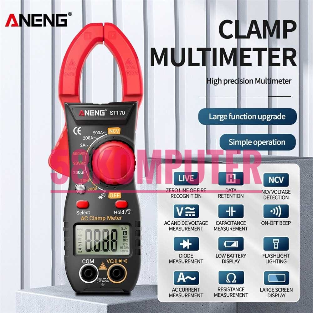 ST170 Multimeter Digital Clamp Multimeter Tang Amper Digital Alat Ukur Listrik Clamp Multi Meter ANENG ST170 Multitester AC DC Voltage Digital Clamp Multimeter Voltage Tester Clamp