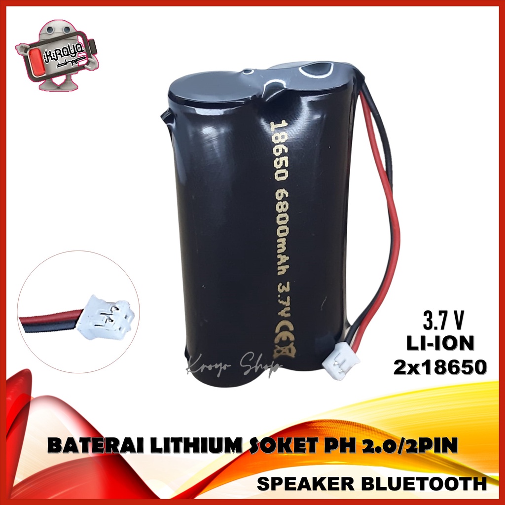 Baterai Speaker Bluetooth Soket Putih PH 2.0/2Pin 3.7V-6800mAh