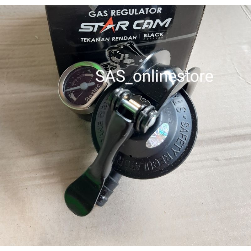 Regulator jepit Star Cam kepala dengan meter/Regulator putar destec com kepala dengan meter tanpa selang