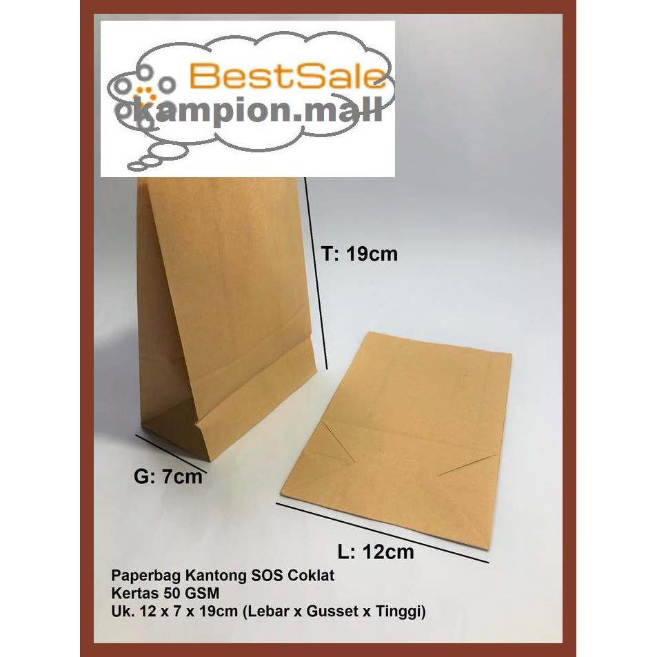 

Y7Tuut7- Paperbag Kantong Kertas Coklat Polos Sos 12X7X19Cm E46Et57-