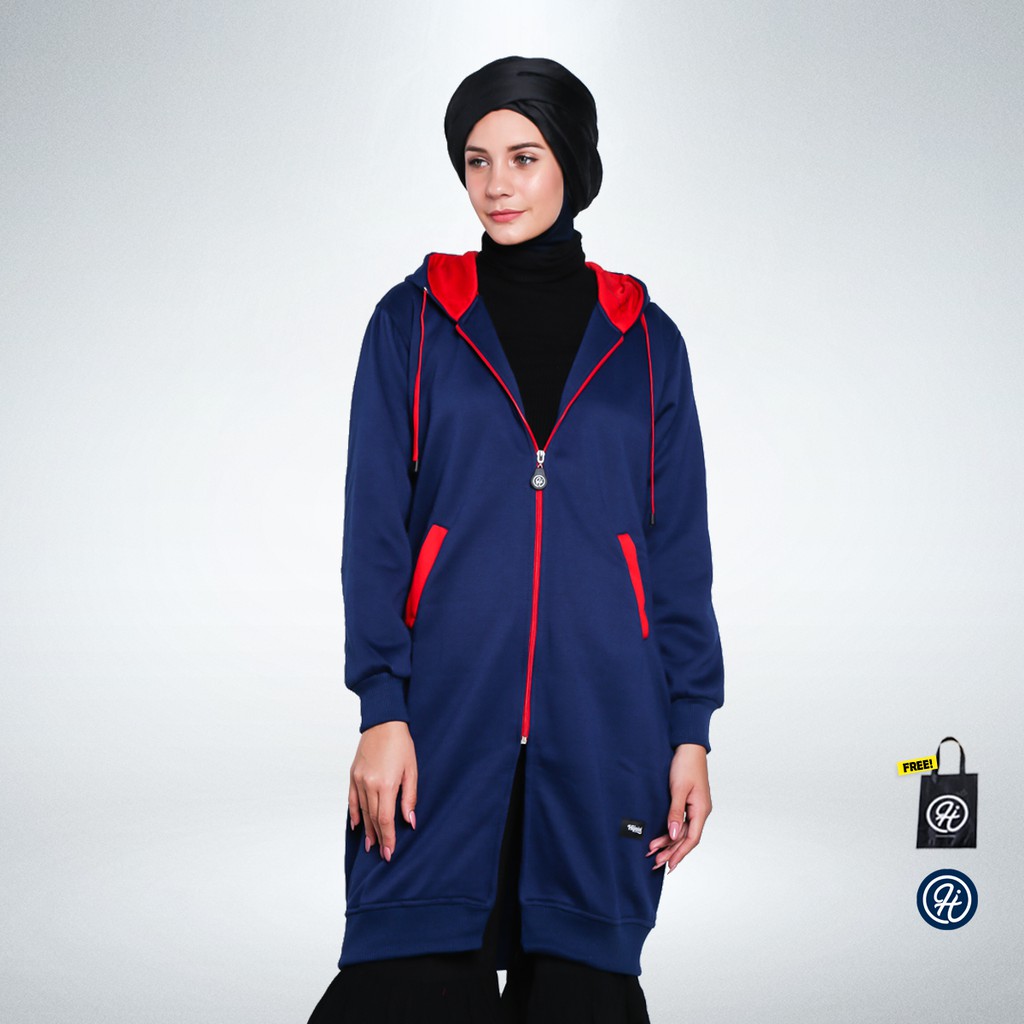 Jaket Hoodie Wanita Hijacket® Basic Navy | Original | Premium Fleece-1