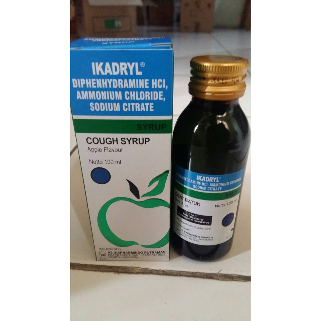 Ikadryl Sirup 60ml Obat Batuk Kering Alergi Rasa Apel