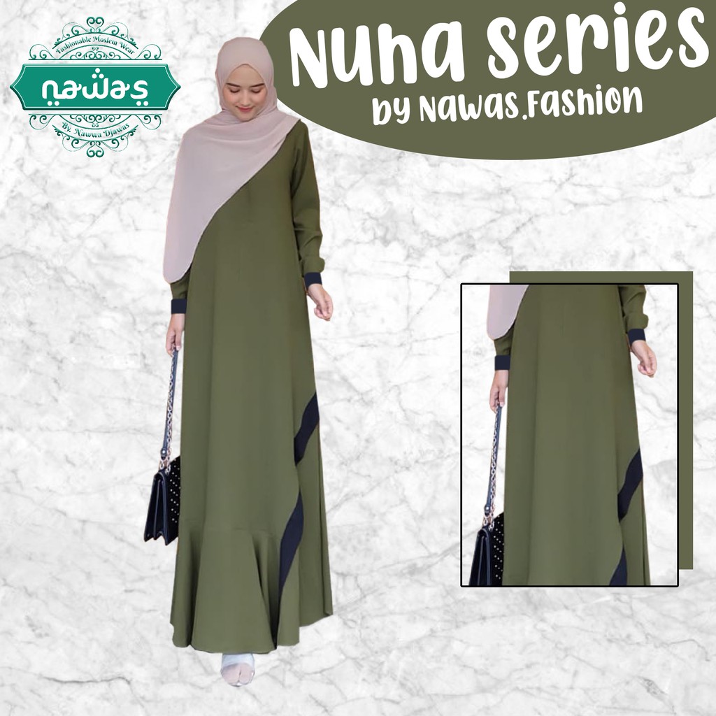  Baju  Gamis Wanita  Muslim Nuha Series Warna  HIJAU ARMY  