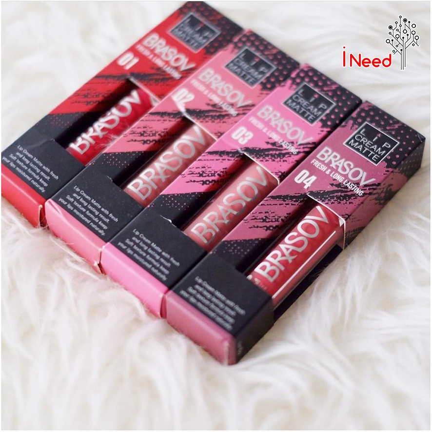 (INEED) BRASOV LIP CREAM MATTE -  LIP CREAM MATTE FREASH &amp; LONG LASTING  BRASOV
