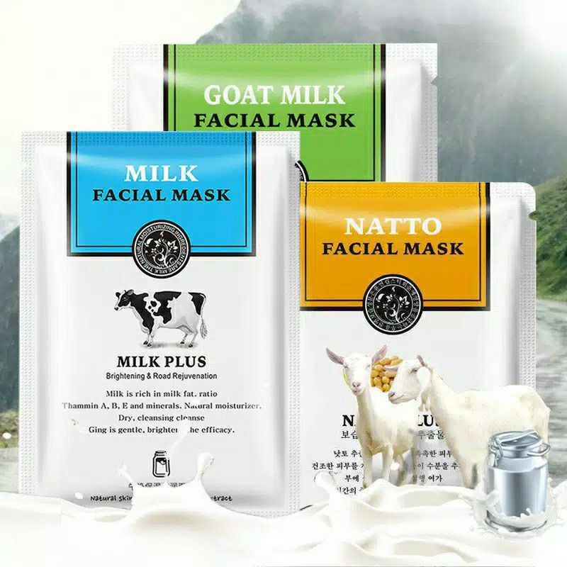 ROREC Milk Goat Milk Natto Facial Mask / Masker Susu / Masker Wajah - CO