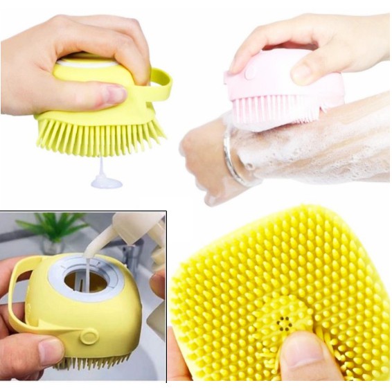 Sikat Badan Sikat Kepala Sikat Mandi Sillicon lembut Spons Sillicon Bubble Bath Shower Brush - Dispenser Silicone Scrubber Bath Brush - Spons