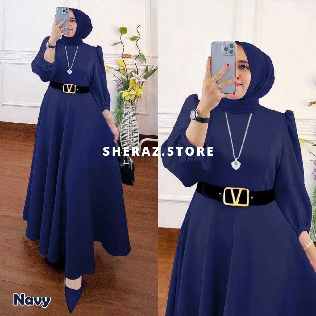 Gamis Polos Wanita Jumbo Ld 120 130 140 Free Sabuk SHAPIRA MAXI S M L XL XXL XXXL 5L Bahan Shakila