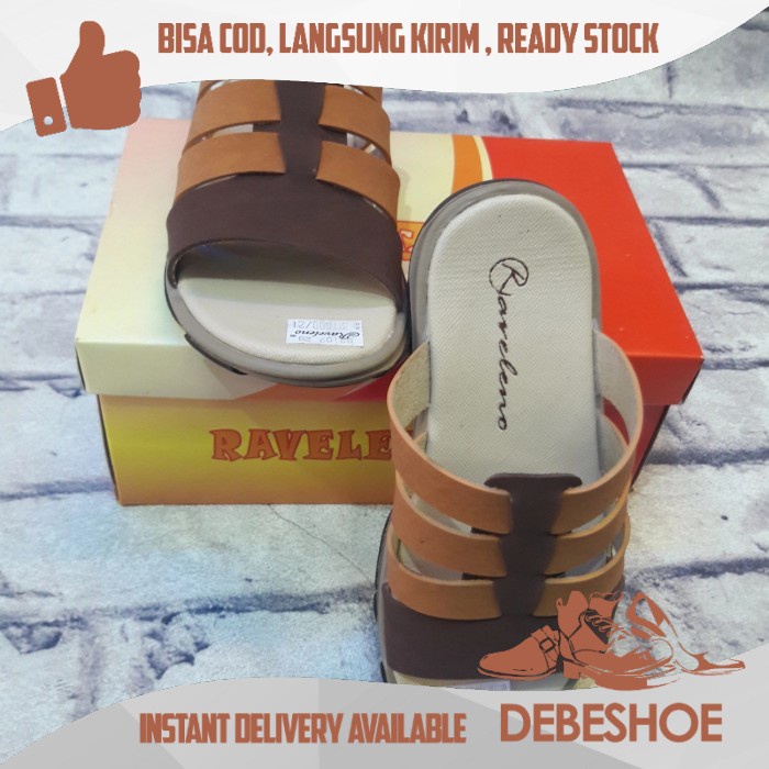SANDAL SLOP KULIT ANAK LAKI SENDAL ANAK COWOK RAVELENO SANDAL SELOP ANAK LAKI COKELAT MURAH BISA COD