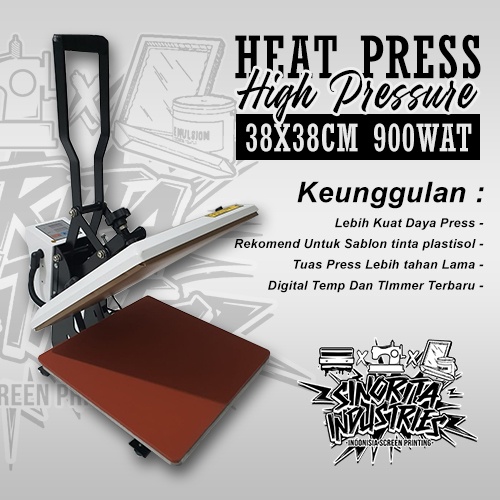 

Mesin Press Kaos HeatPress DTF High Pressure 38x38cm 900watt