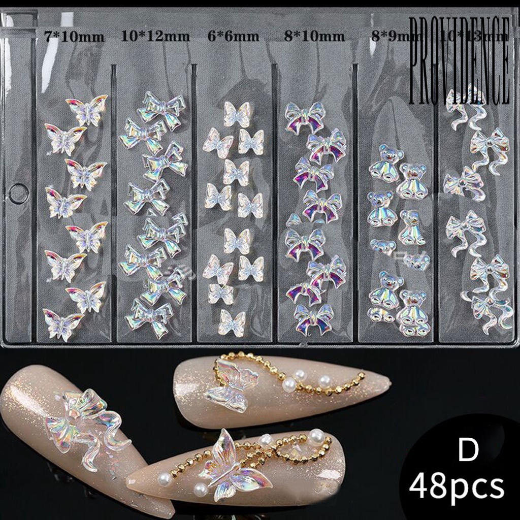 Providence 1 Kantong Hiasan Kuku Nail Art DIY Bentuk Pita Plastik Efek Visual Berkilau