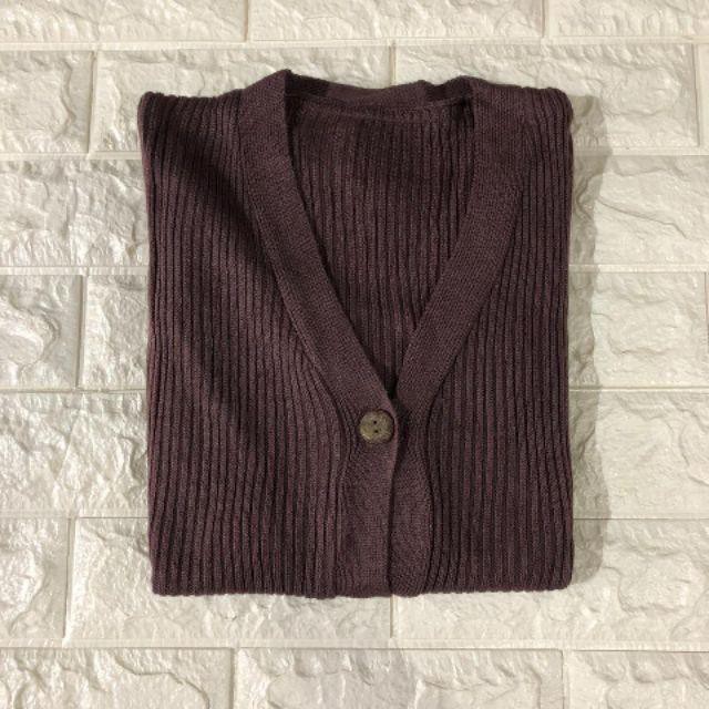 CARDIGAN RAJUT WANITA || KARDIGAN BASIC POLOS CEWEK CROP CARDY WILLY PREMIUM || OUTER KNITTED CARDI-Coklat Burgundy