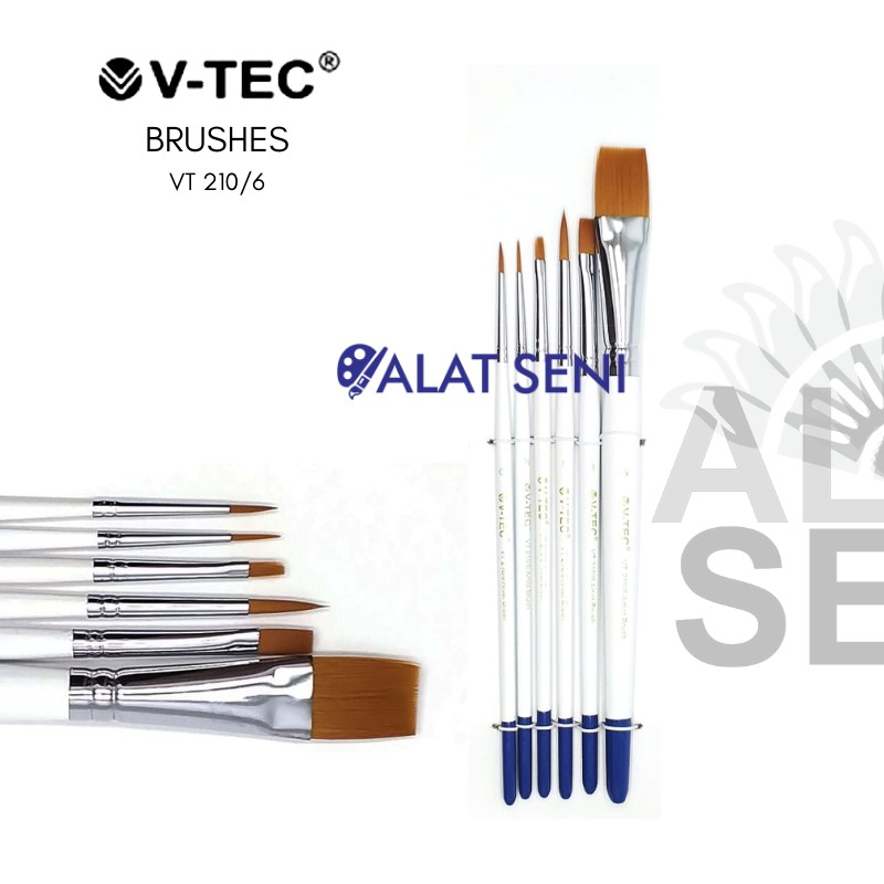 

V-Tec Brush VT-210 Set 6 / Kuas Lukis Set 6 / Kuas V-Tec