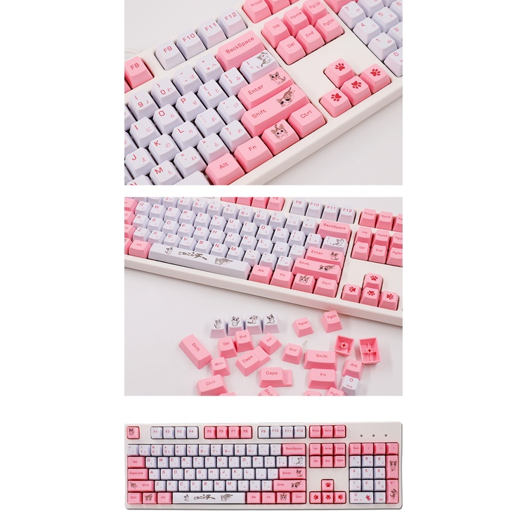 131Kunci OEM Dye Sublimation PBT Key CHI'S Cat Theme Keycap Untuk Cherry Axis Kailh Switch Mechanical Keyboard Keycap