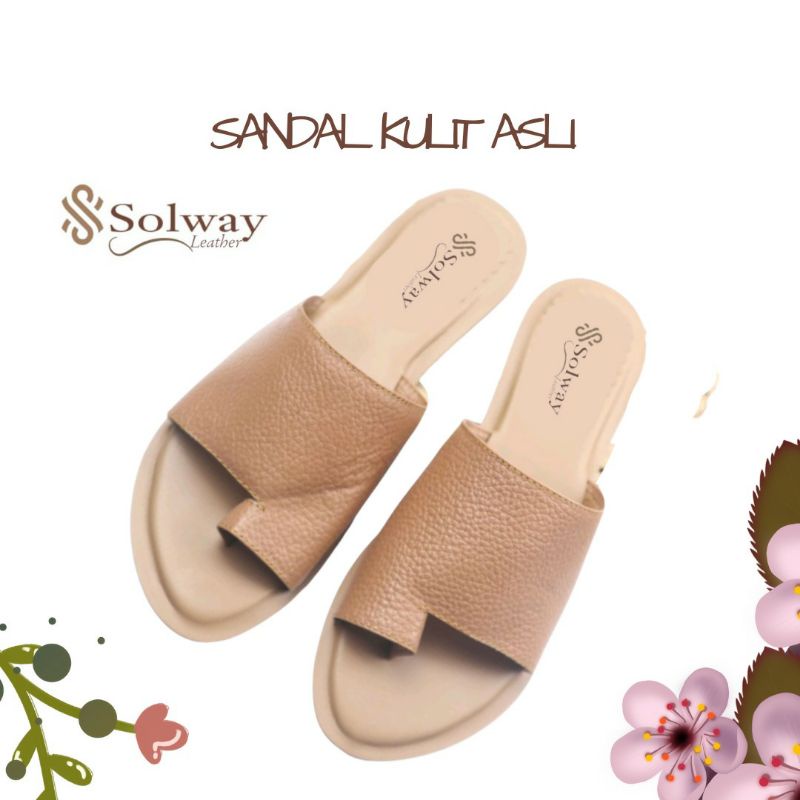 sandal kulit wanita model jepit jempol  by Solway  SW007